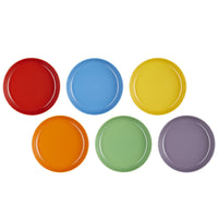 22 cm - Le Creuset Rainbow Coupe Piatto Piano Colori Assortiti In Gres Vetrificato Set 6 Pz