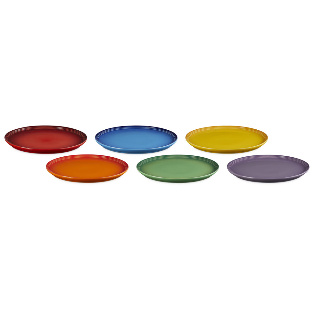 27 cm - Le Creuset Rainbow Coupe Piatto Fondo Colori Assortiti In Gres Vetrificato Set 6 Pz