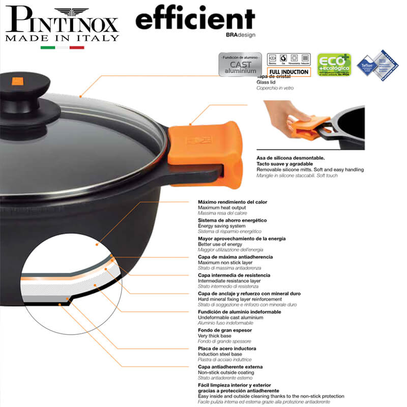 Pintinox Efficient Casseruola Alta In Alluminio Pressofuso