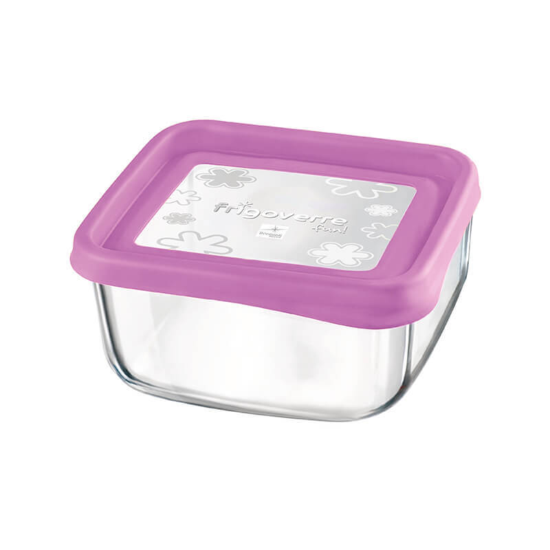 15X15 Cm Bormioli Rocco Frigoverre Fun Contenitore Per Alimenti Quadrato In Vetro