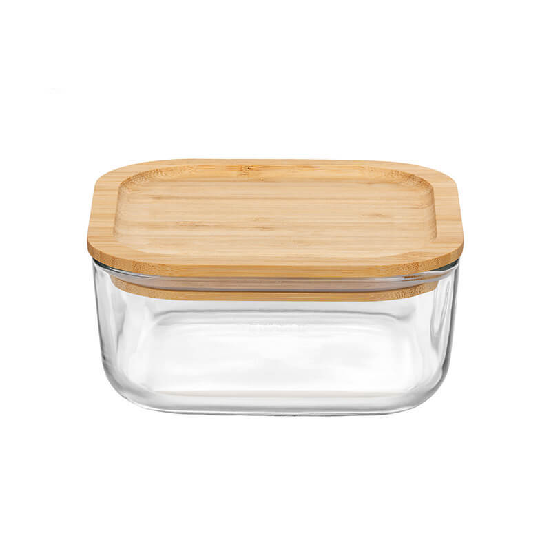 10X10 Cm Bormioli Rocco Frigoverre Bamboo Contenitore Per Alimenti Quadrato In Vetro Con Tappo Bambu