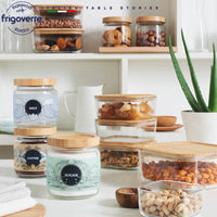 15X15Cm Bormioli Rocco Frigoverre Bamboo Contenitore Per Alimenti Quadrato In Vetro Con Tappo Bambu
