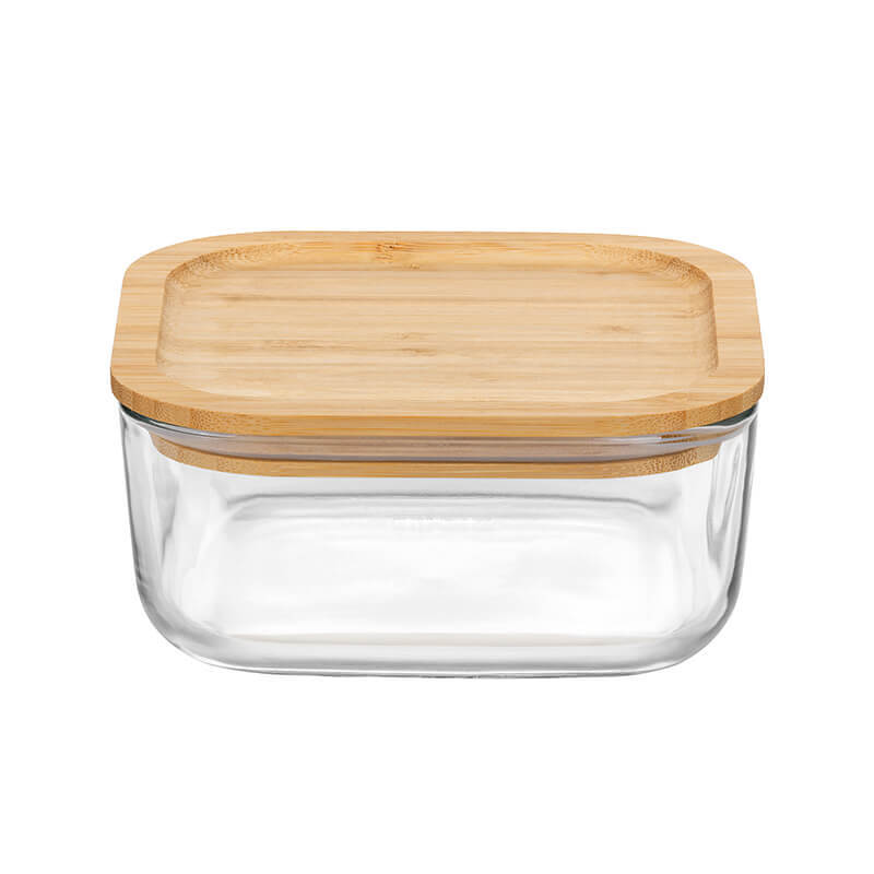 15X15Cm Bormioli Rocco Frigoverre Bamboo Contenitore Per Alimenti Quadrato In Vetro Con Tappo Bambu