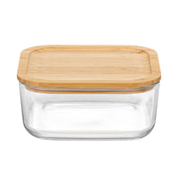 19X19 Cm Bormioli Rocco Frigoverre Bamboo Contenitore Per Alimenti Quadrato In Vetro Con Tappo Bambu