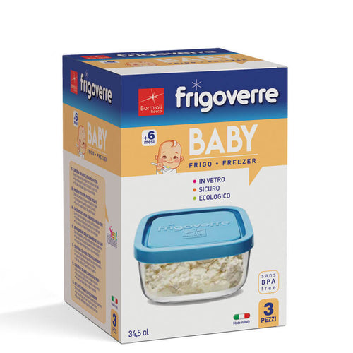 10X10 Cm Bormioli Rocco Frigoverre Classic Contenitore Per Alimenti Quadrato Set 3 Pz