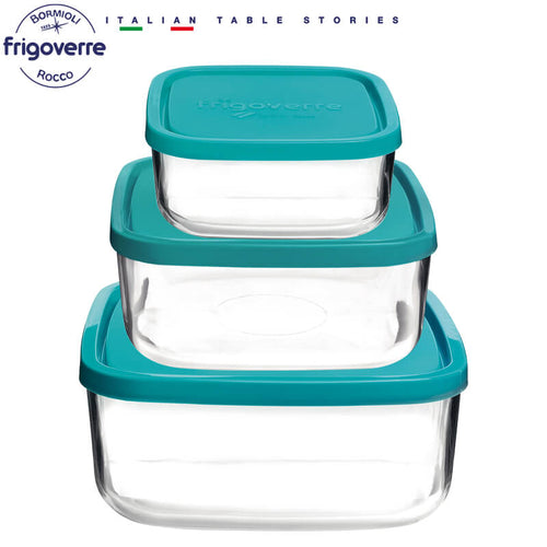 Bormioli Rocco Frigoverre Classic Contenitore Per Alimenti Quadrato Set 3 Pz