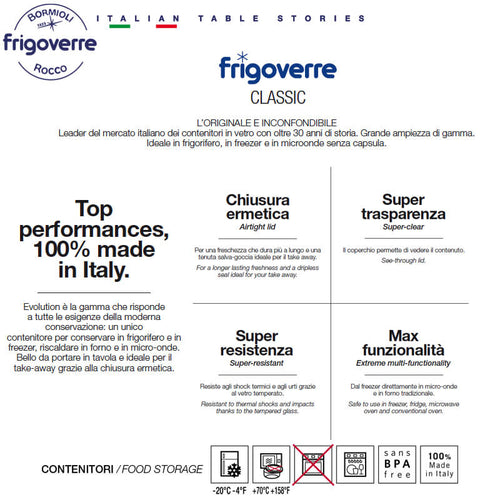10 Cm Bormioli Rocco Frigoverre Classic Contenitore Per Alimenti Alto