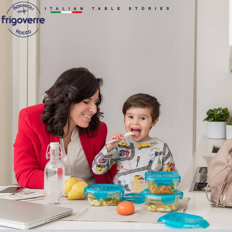 12X12 Cm Bormioli Rocco Frigoverre Evolution Contenitore Per Alimenti Ermetico In Vetro Set 3 Pz