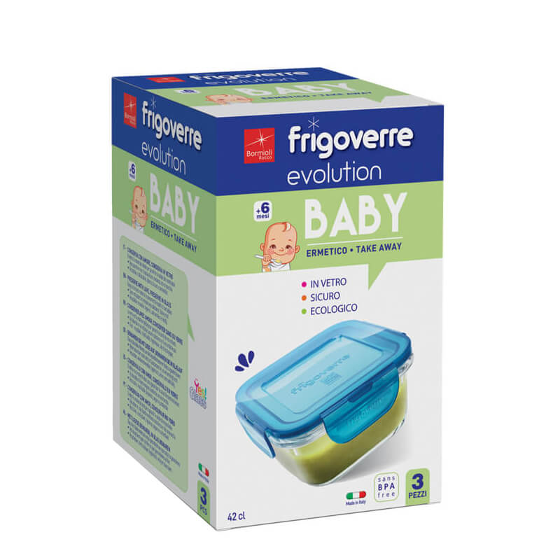 12X12 Cm Bormioli Rocco Frigoverre Evolution Contenitore Per Alimenti Ermetico In Vetro Set 3 Pz