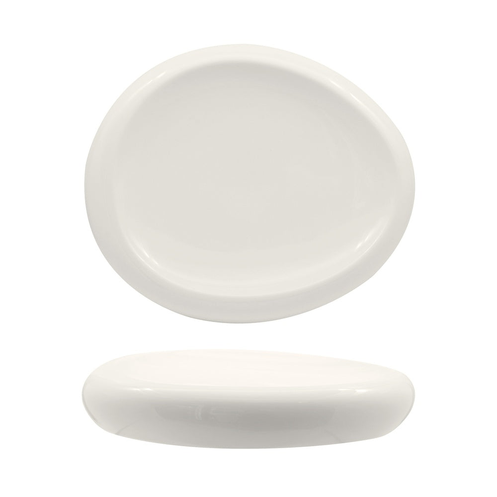 30.6x25.7 cm - Selecta Piatto Presentazione Alto Ovale In Porcellana Set 3 Pz