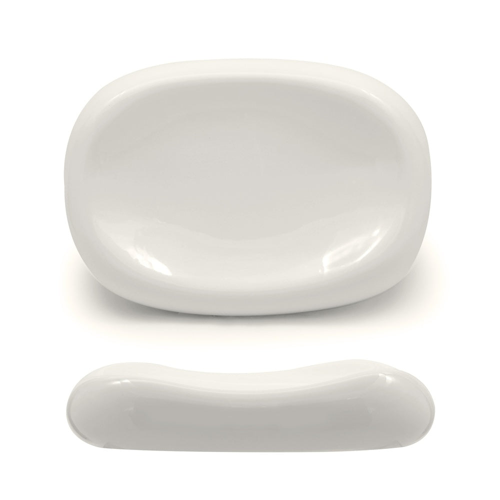 25.4x18.2 cm - Selecta Piatto Presentazione Alto Ovale In Porcellana Set 3 Pz