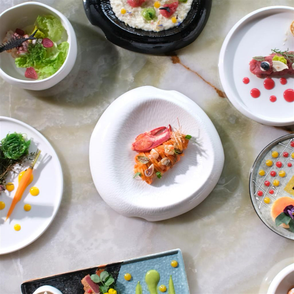 26.5x26 cm - Volcan Piatto Presentazione In Porcellana Set 3 Pz