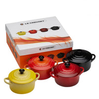 10 Cm Le Creuset Mini Cocotte Casseruola Rotonda In Gres Vetrificato Set 4 Pz