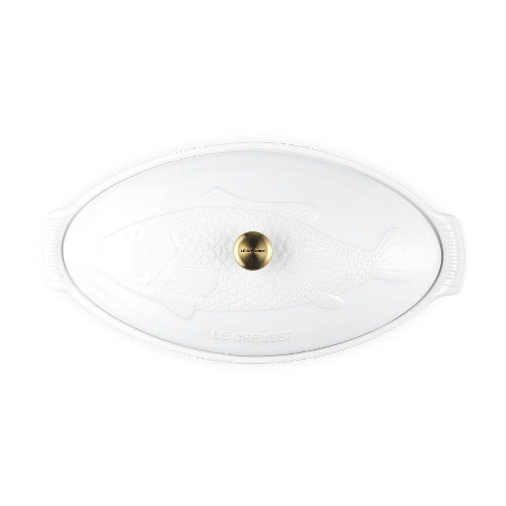 34 cm - Le Creuset Tradition Pesciera Ovale Con Coperchio In Gres Vetrificato