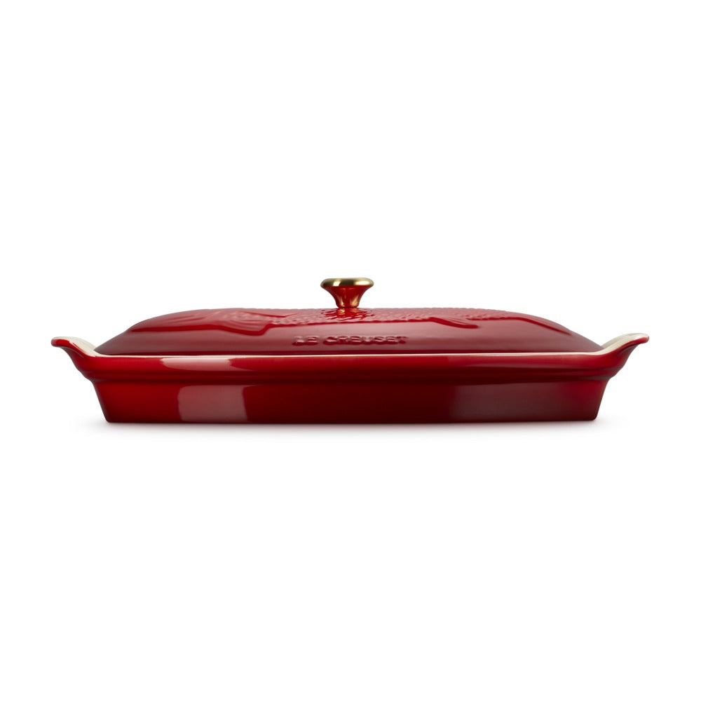 34 cm - Le Creuset Tradition Pesciera Ovale Con Coperchio In Gres Vetrificato