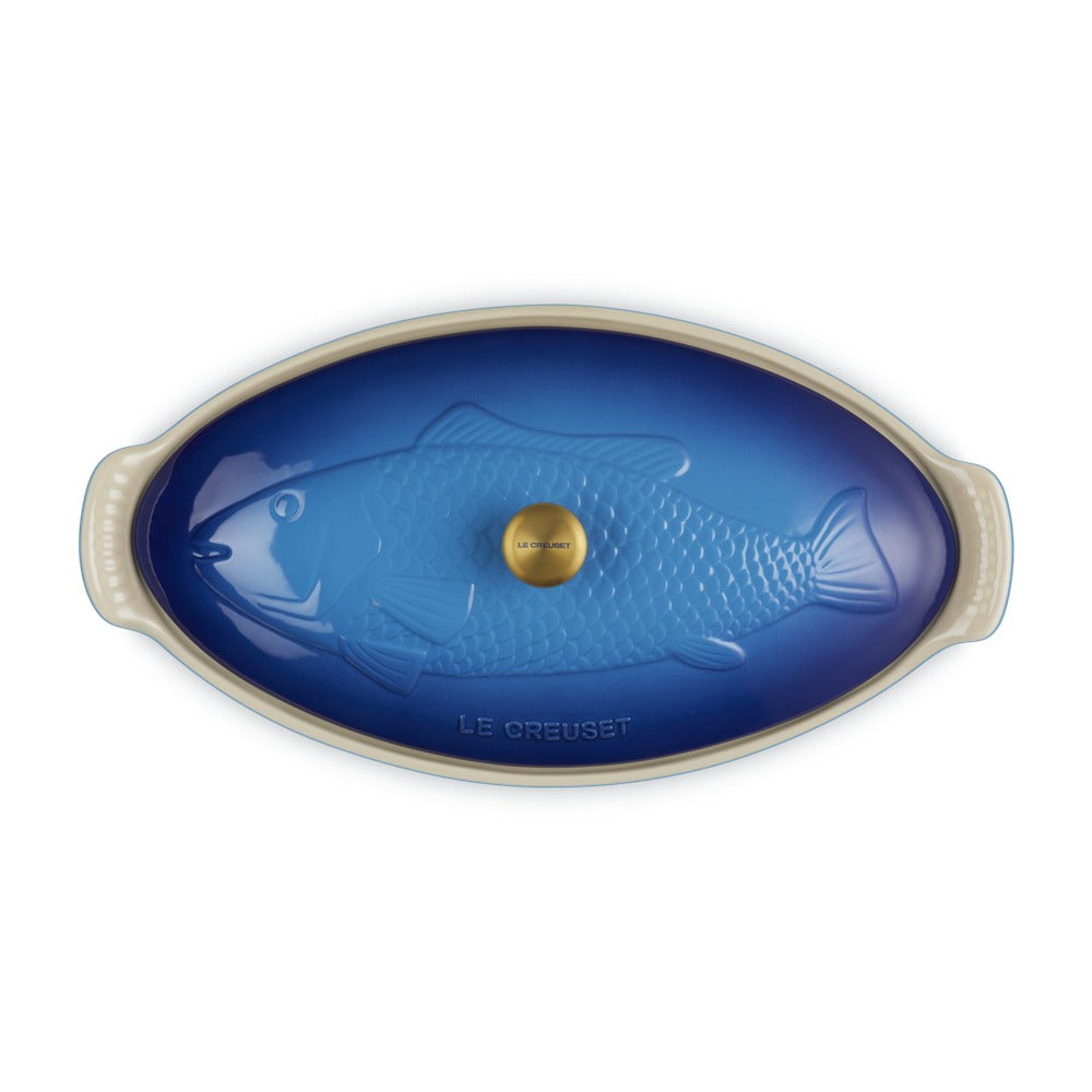 34 cm - Le Creuset Tradition Pesciera Ovale Con Coperchio In Gres Vetrificato
