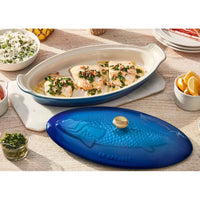 34 cm - Le Creuset Tradition Pesciera Ovale Con Coperchio In Gres Vetrificato
