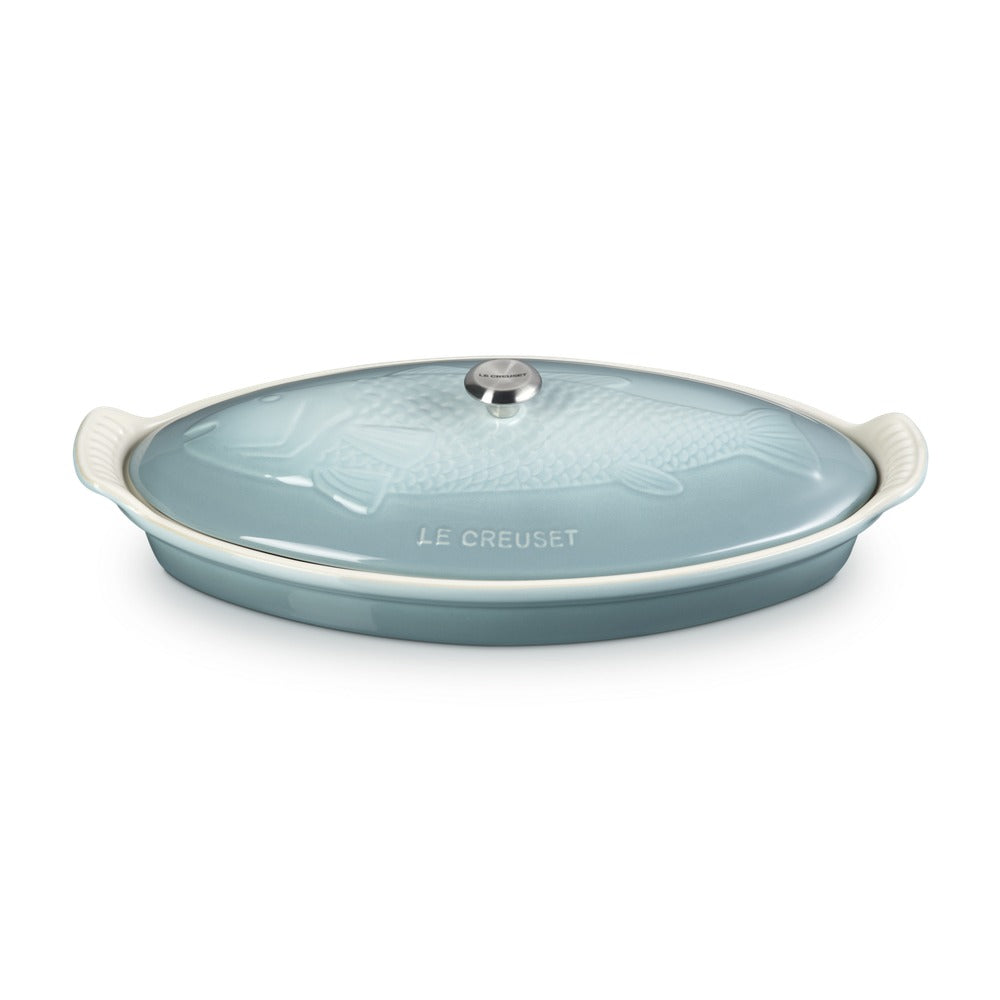 34 cm - Le Creuset Tradition Pesciera Ovale Con Coperchio In Gres Vetrificato