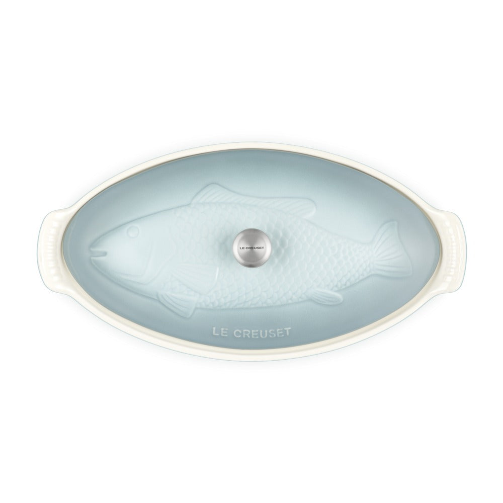 34 cm - Le Creuset Tradition Pesciera Ovale Con Coperchio In Gres Vetrificato