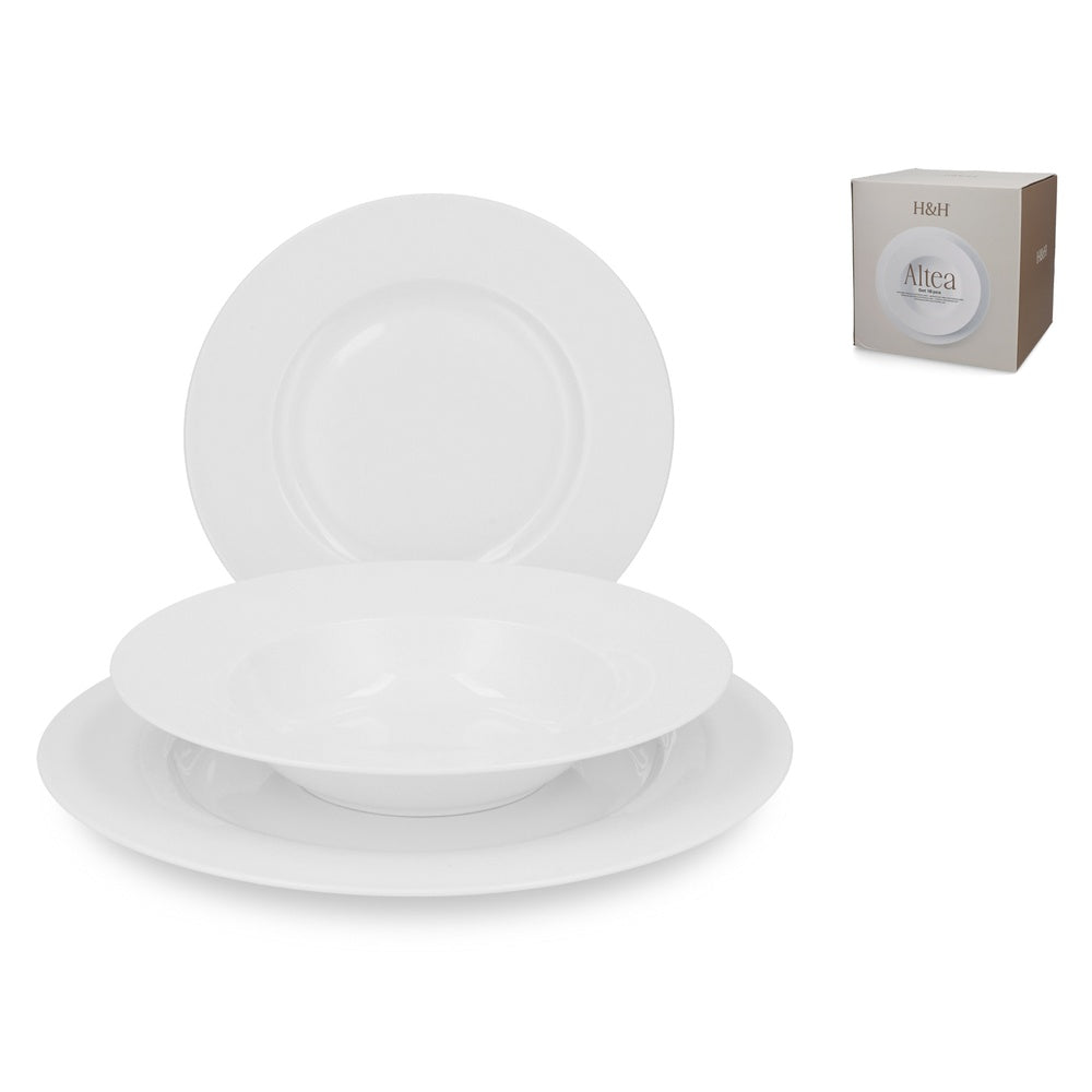 H&H Altea Servizio Piatti In Porcellana - Set 18 Pz
