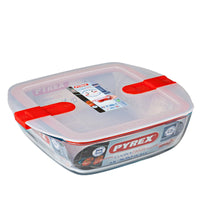 Pyrex Cook And Heatcontenitore Per Alimenti Quadrato In Vetro Borosilicato Con Coperchio Con Valvola A Vapore