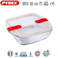 Pyrex Cook And Heatcontenitore Per Alimenti Quadrato In Vetro Borosilicato Con Coperchio Con Valvola A Vapore