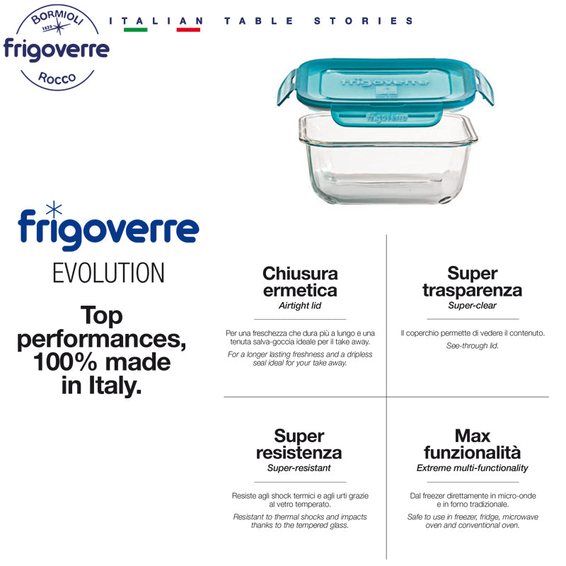 18X18 Cm Bormioli Rocco Frigoverre Evolution Contenitore Per Alimenti Ermetico In Vetro