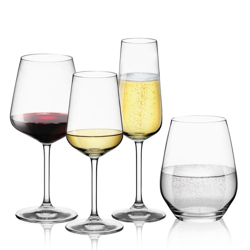 Ovid Ensemble de Verres à Vin et Verres à Eau en Verre Cristallin Set 16 Pcs