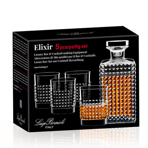 Mixology Elixir Whiskey Set Bottle And Glasses - Set 5 Pieces