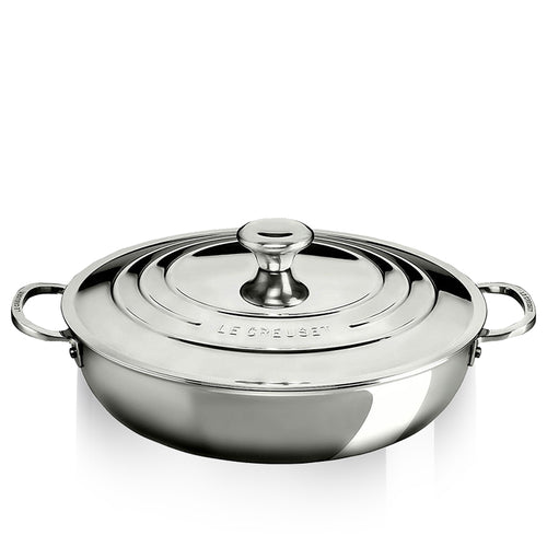 30 Cm Le Creuset Tegame Basso In Acciaio Inox Con Coperchio