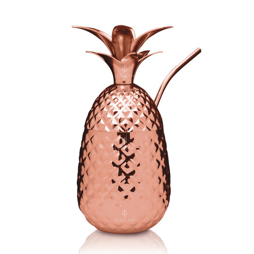 50 Cl Lumian Pineapple Bicchiere Cocktail Con Cannuccia In Acciaio Inox