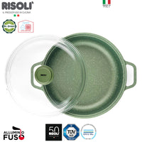 28 Cm Risoli Dr Green Stone Extra Induction Tegame Antiaderente In Alluminio Con Coperchio