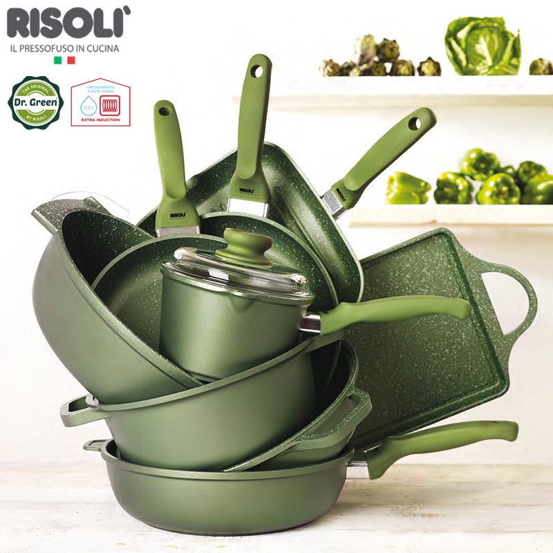 16 Cm Risoli Dr Green Stone Extra Induction Casseruola Con Manico Antiaderente In Alluminio Con Coperchio