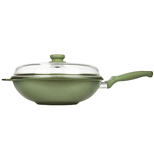 32 Cm Risoli Dr Green Stone Extra Induction Wok Antiaderente In Alluminio Con Coperchio