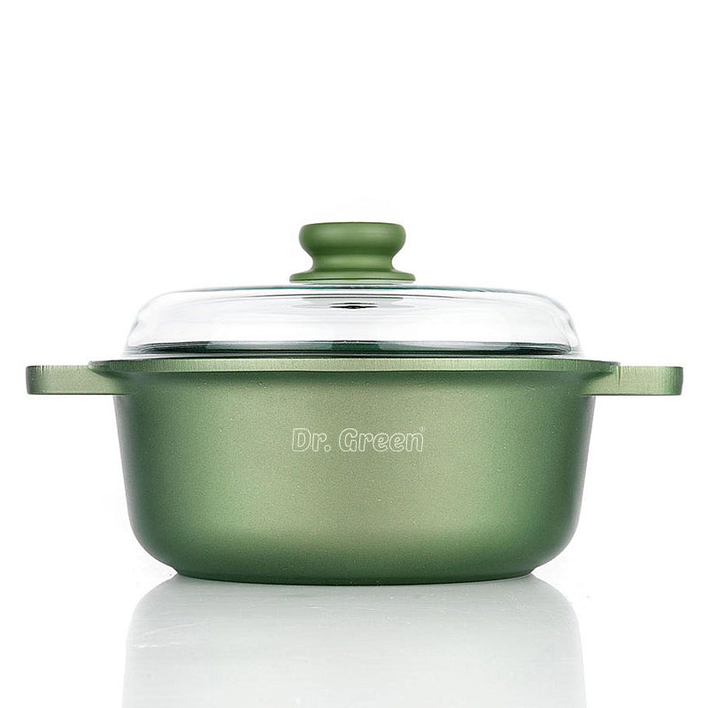 Risoli Dr Green Stone Casseruola Alta Antiaderente In Alluminiocon Coperchio In Vetro