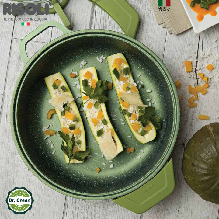 Risoli Dr Green Stone Casseruola Alta Antiaderente In Alluminiocon Coperchio In Vetro