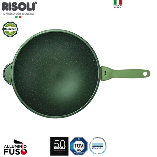 30 Cm Risoli Dr Green Stone Wok Con Manico Antiaderente In Alluminio
