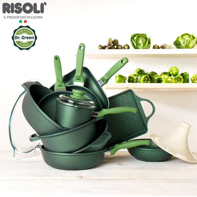 14 Cm Risoli Dr Green Stone Casseruola Bassa Egg Sweet Antiaderente In Alluminio