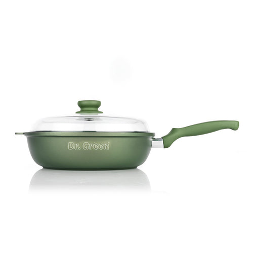 28 Cm Risoli Dr Green Stone Extra Induction Padella Alta Antiaderente In Alluminio Con Coperchio