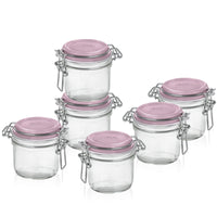 20 Cl Bormioli Rocco Fido Aromateca Vasetto Ermetico Cilindrico In Vetro Tappo Rosa Set 6 Pz
