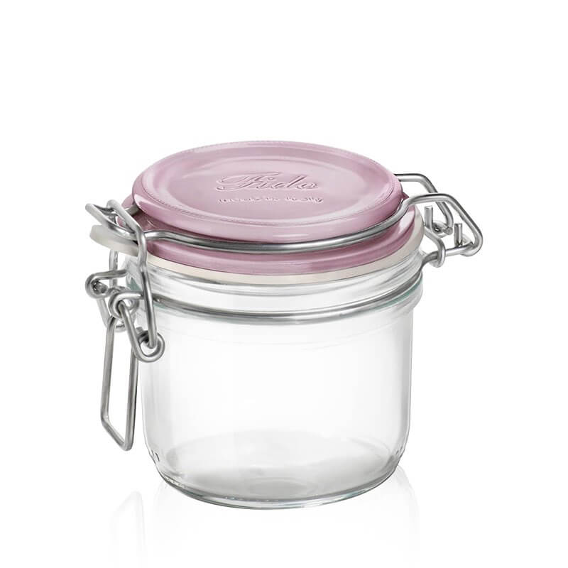 20 Cl Bormioli Rocco Fido Aromateca Vasetto Ermetico Cilindrico In Vetro Tappo Rosa Set 6 Pz