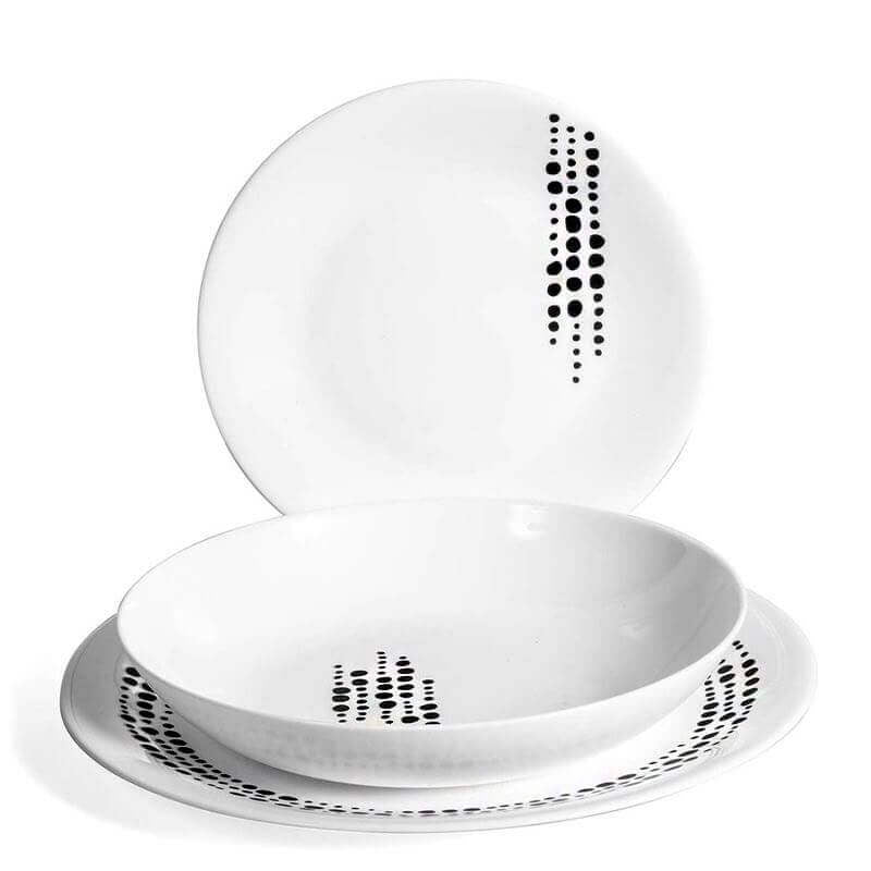 Bormioli Rocco Chiaroscuro Servizio Piatti In Vetro Opale Set 18 Pz