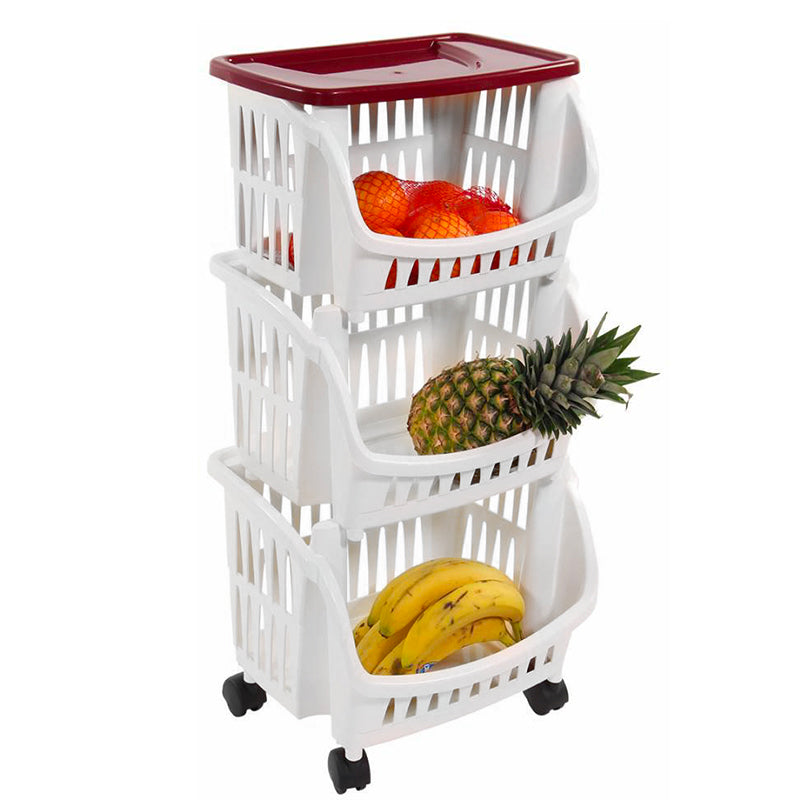 Bama Tidy Carrello Portaoggetti Con Ruote E Vassoio In Plastica Set 3 Pz