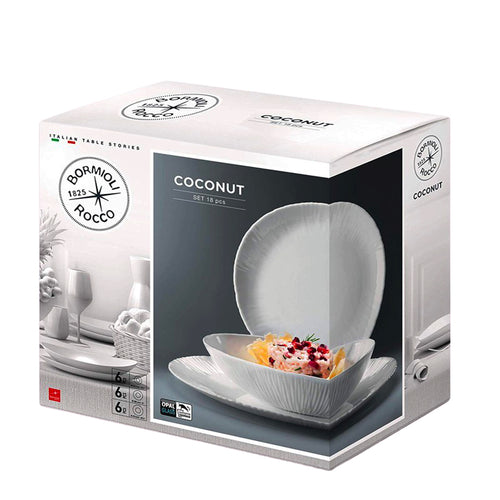 Bormioli Rocco Coconut Servizio Piatti In Vetro Opale Set 18 Pz