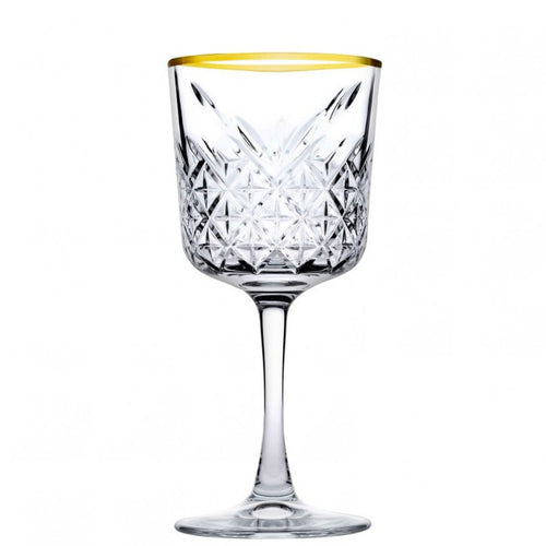 33 Cl Pasabahce Timeless Golden Touch Calice Vino Rosso Bordo Dorato In Vetro Set 4 Pezzi