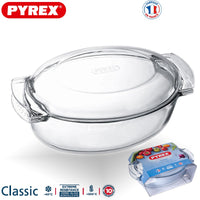 39X23 Cm Pyrex Classic Easy Grip Casseruola Ovale In Vetro Borosilicato Con Coperchio