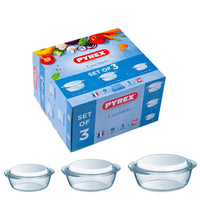 Pyrex Essentials Set Casseruole Rotonde In Vetro Borosilicato Con Coperchio Set 3 Pz