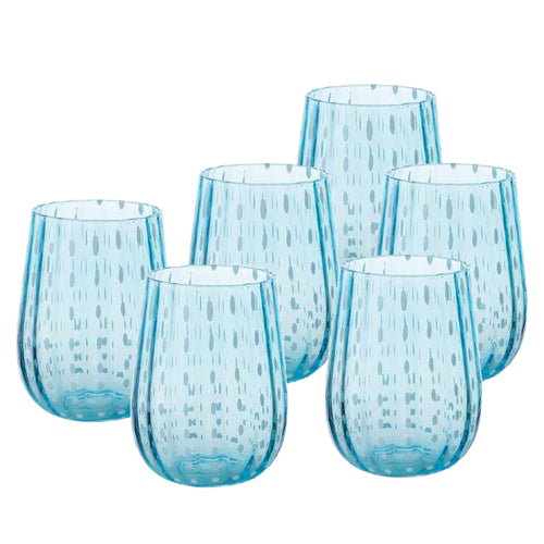 40 Cl Goccia Bicchiere Acqua In Vetro Set 6 Pezzi