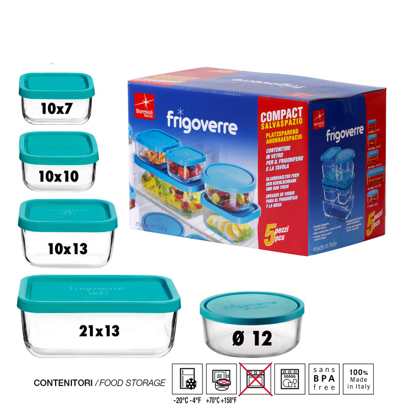 Bormioli Rocco Frigoverre Classic Contenitore Per Alimenti Set 5 Pz