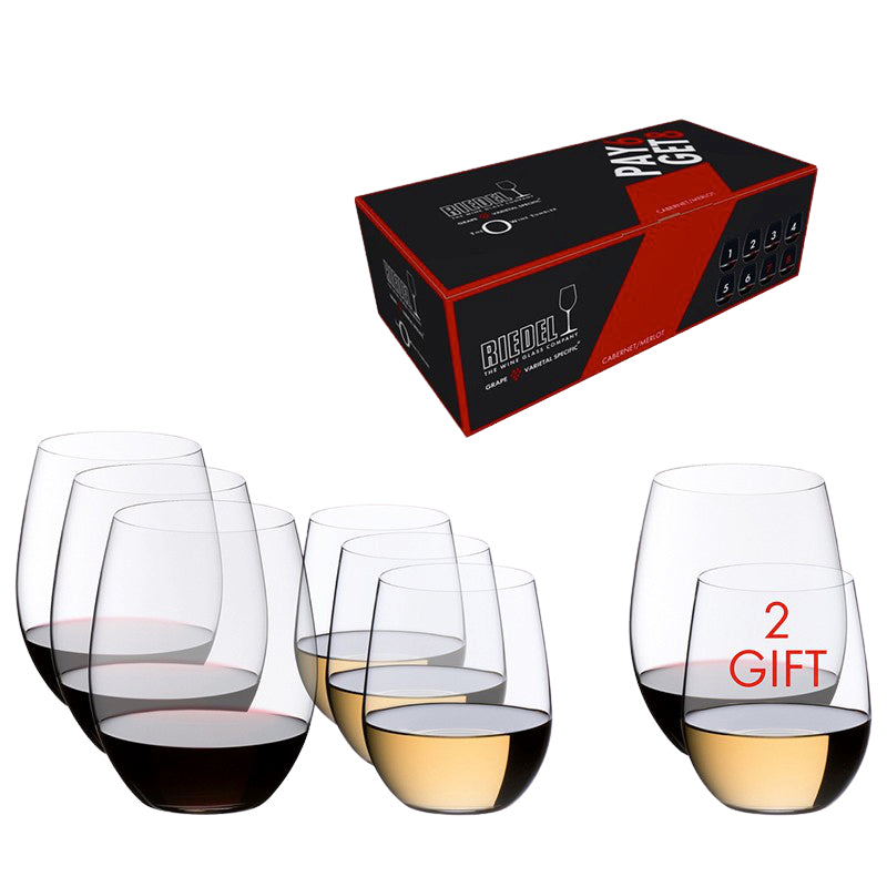 Riedel O Value Set Bicchieri Vino Cabernet Merlot Viognier Chardonnay In Vetro Set 8 Pezzi